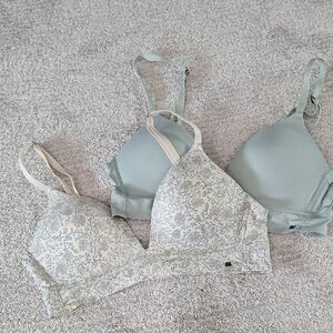 Lucky Brand Blue and Cream Women's Bra Set